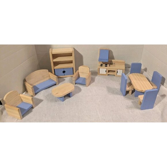 Le Toy Van Wooden Dollhouse Furniture Kitchen Living Room Dining Mini Set Of 11 - Picture 16 of 16